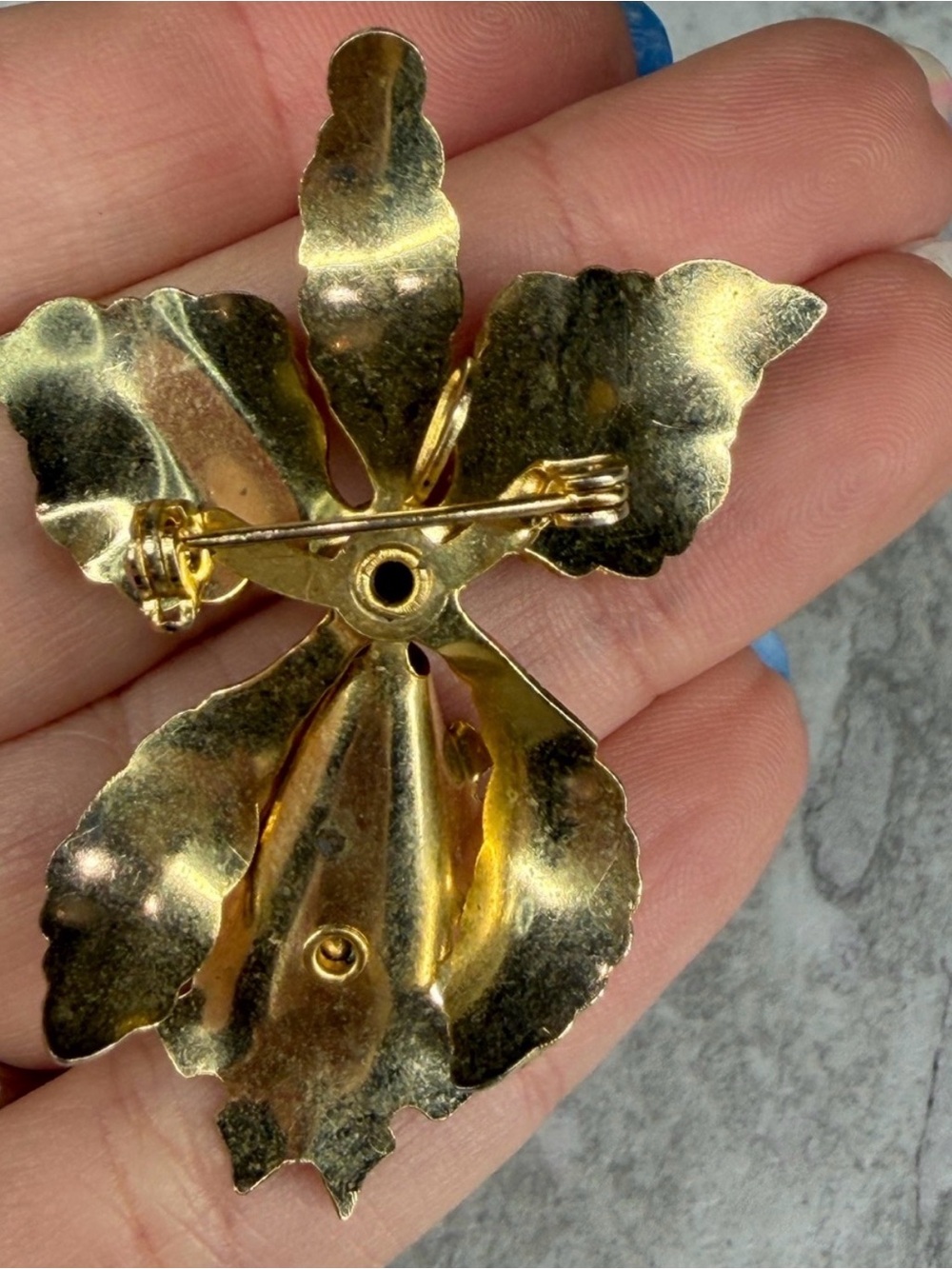 Orchid Brooch & Screw Back Earrings Set Bugbee & Niles Co Jewelry Rhinestone Lot - Picture 7 of 8